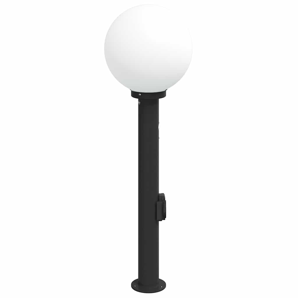 vidaXL Słupek oświetleniowy z czujnikiem i gniazdkiem 80 cm, czarny, IP44