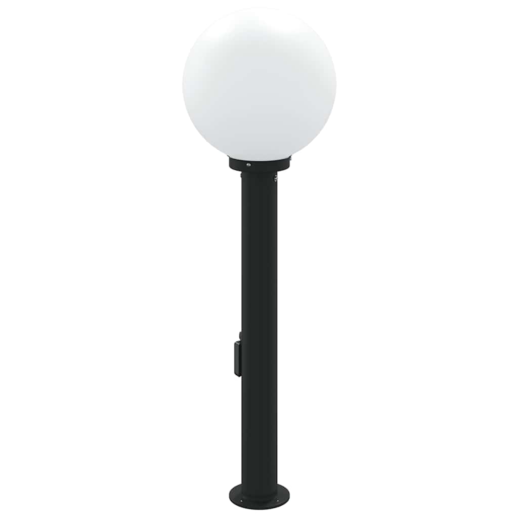 vidaXL Słupek oświetleniowy z czujnikiem i gniazdkiem 80 cm, czarny, IP44