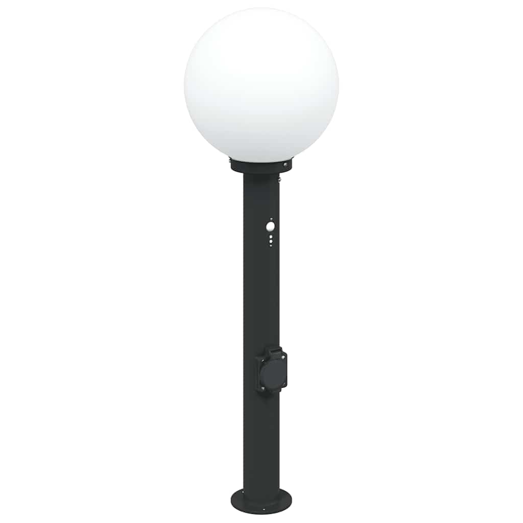 vidaXL Lampy słupkowe z czujnikiem i gniazdkiem 3 szt. 80 cm, czarne, IP44