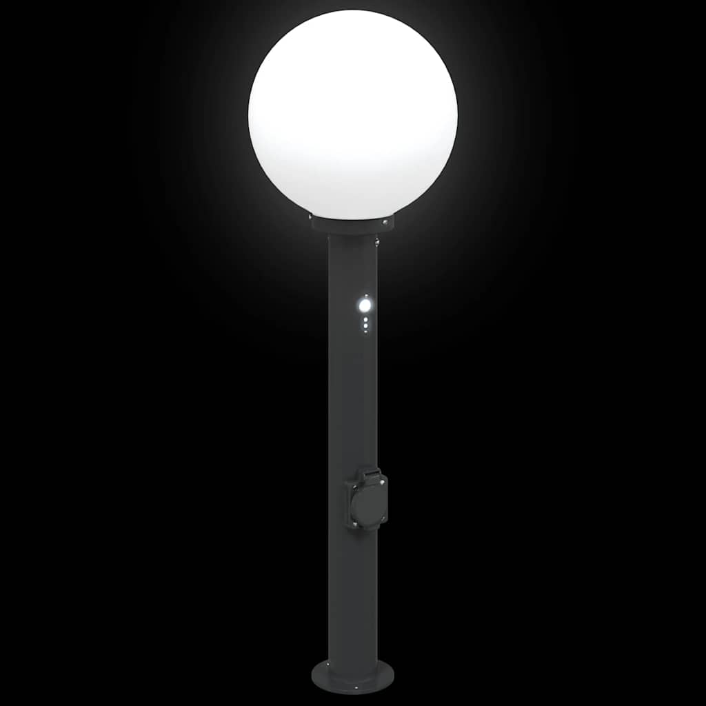 vidaXL Lampy słupkowe z czujnikiem i gniazdkiem 3 szt. 80 cm, czarne, IP44