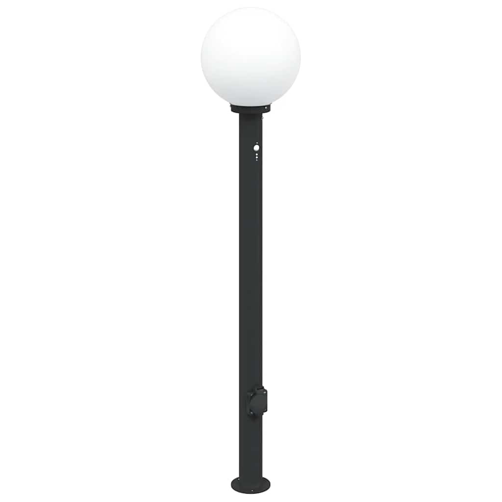vidaXL Słupek oświetleniowy z czujnikiem i gniazdkiem 120 cm, czarny, IP44