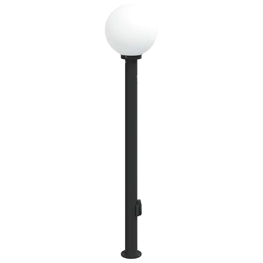 vidaXL Słupek oświetleniowy z czujnikiem i gniazdkiem 120 cm, czarny, IP44