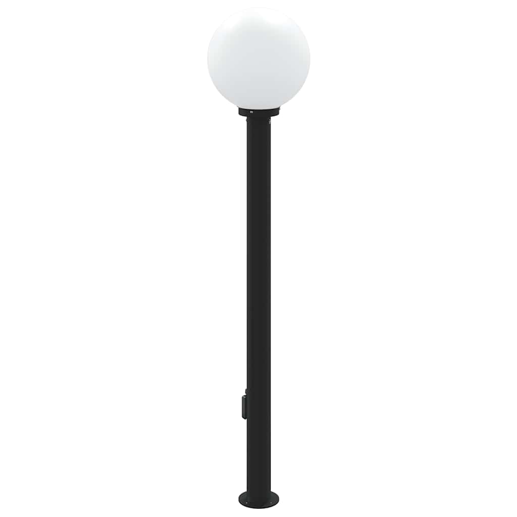 vidaXL Słupek oświetleniowy z czujnikiem i gniazdkiem 120 cm, czarny, IP44