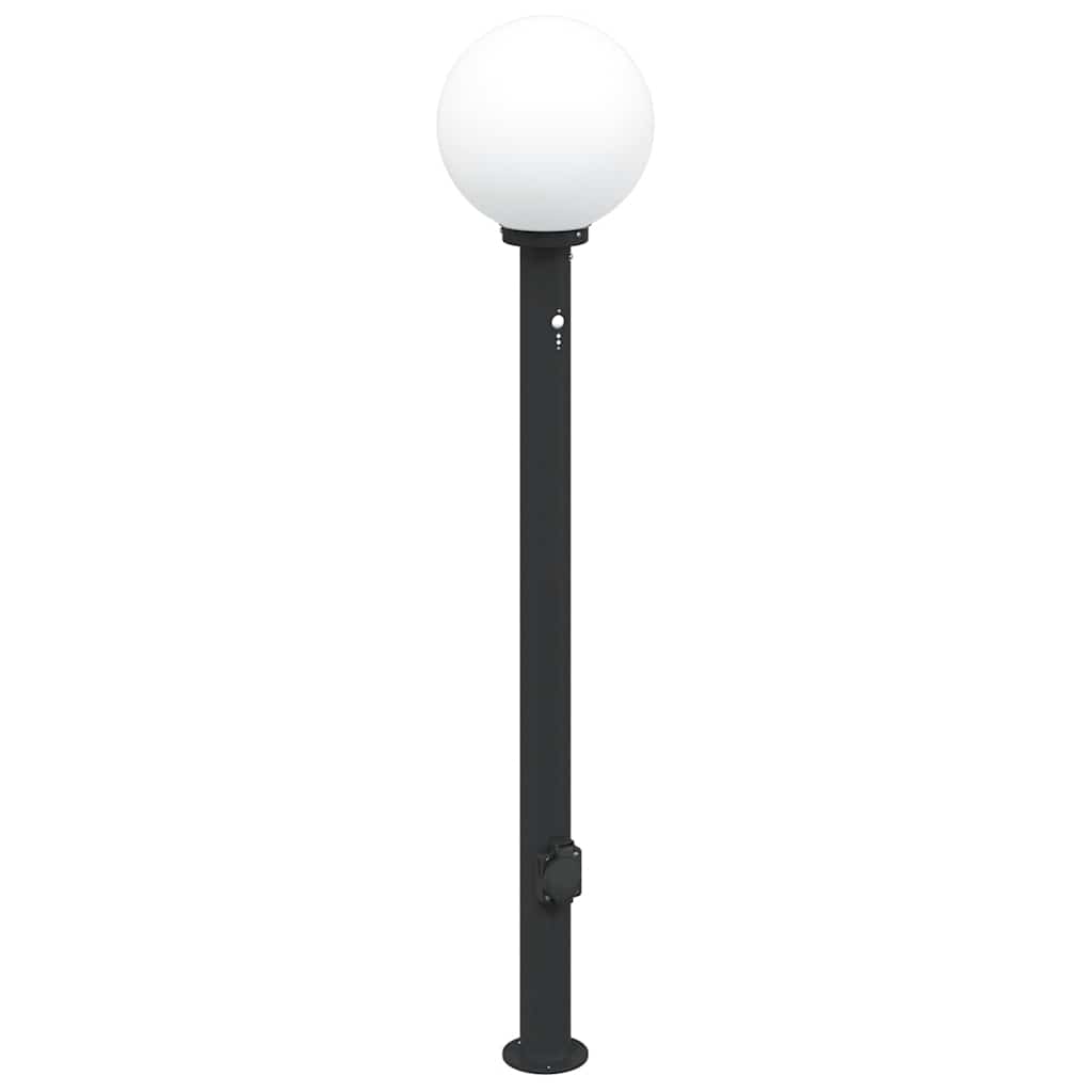 vidaXL Lampy słupkowe z czujnikiem i gniazdkiem 3 szt. 120 cm, czarne, IP44
