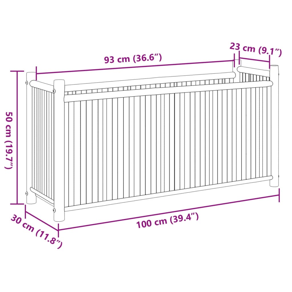 vidaXL Donica, 100x30x50 cm, bambusowa