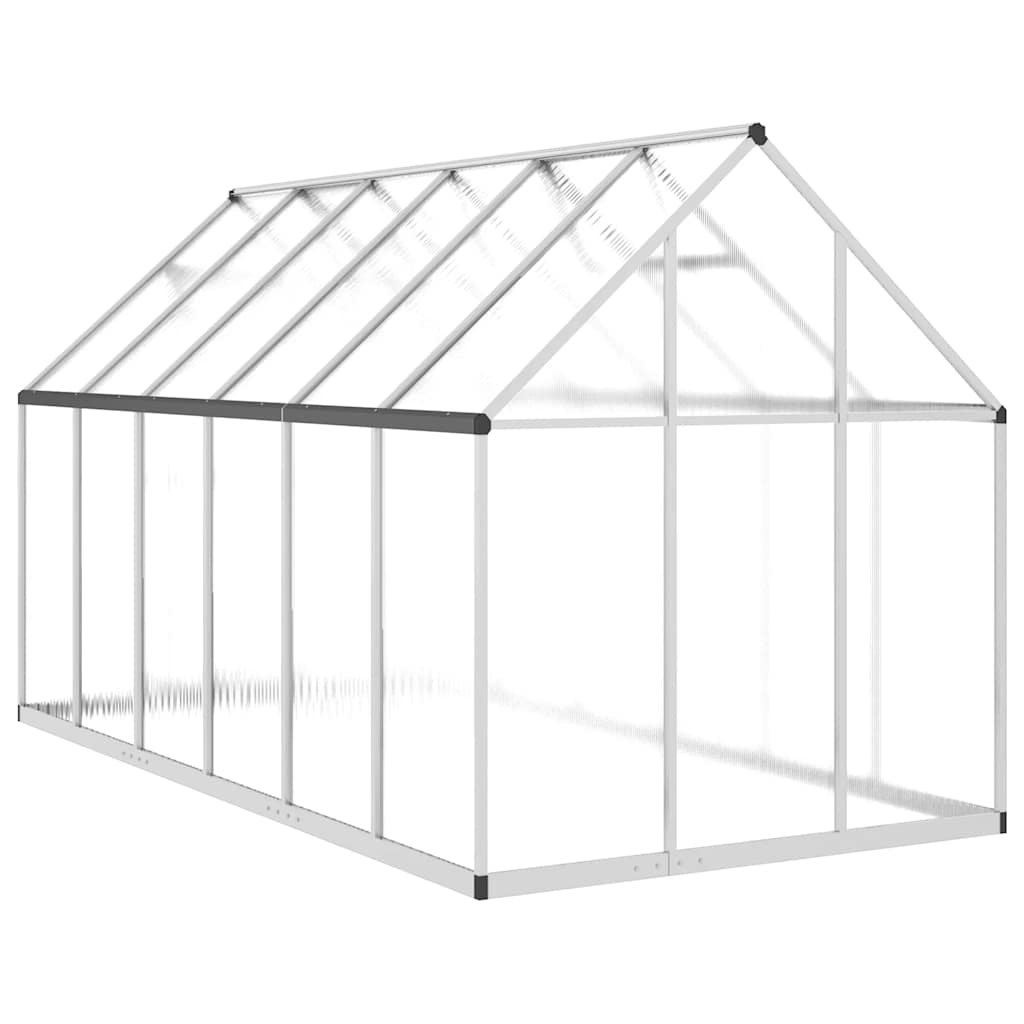 vidaXL Szklarnia z ramą podstawy, srebrna, 334x169x195 cm, aluminium