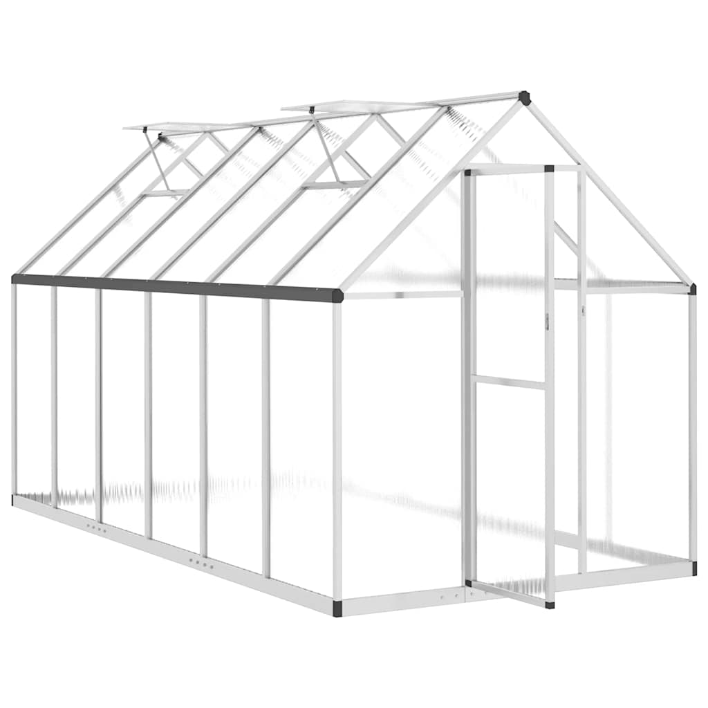 vidaXL Szklarnia z ramą podstawy, srebrna, 334x169x195 cm, aluminium