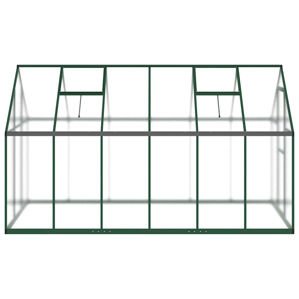 vidaXL Szklarnia z ramą podstawy, zielona, 334x169x195 cm, aluminium