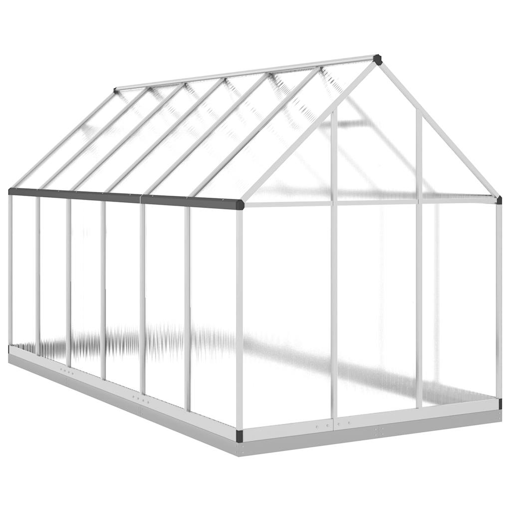 vidaXL Szklarnia z ramą podstawy, srebrna, 334x169x202 cm, aluminium