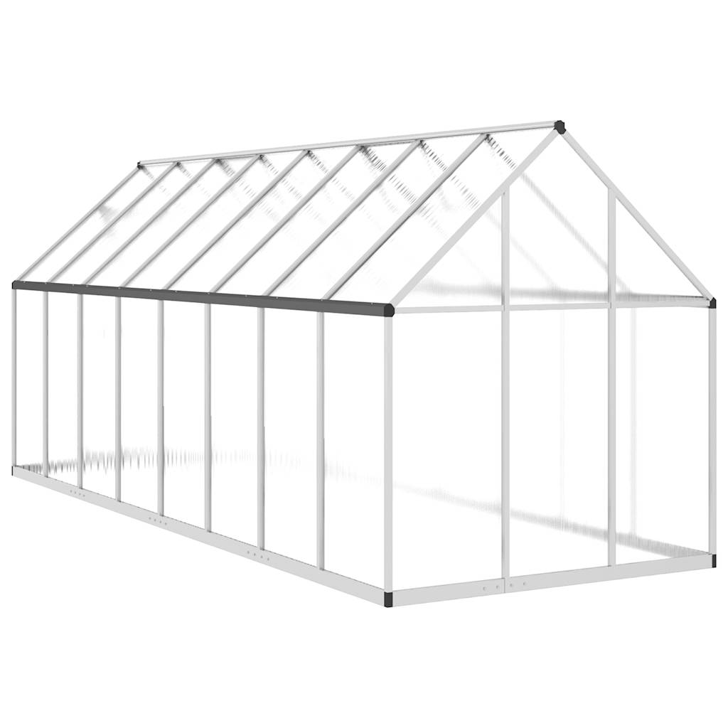 vidaXL Szklarnia z ramą podstawy, srebrna, 445x169x195 cm, aluminium