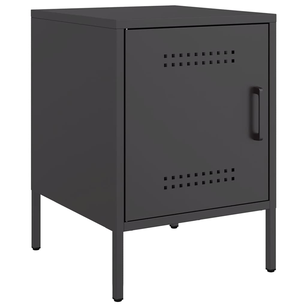 vidaXL Szafka nocna, czarna, 36x39x50,5 cm, stal