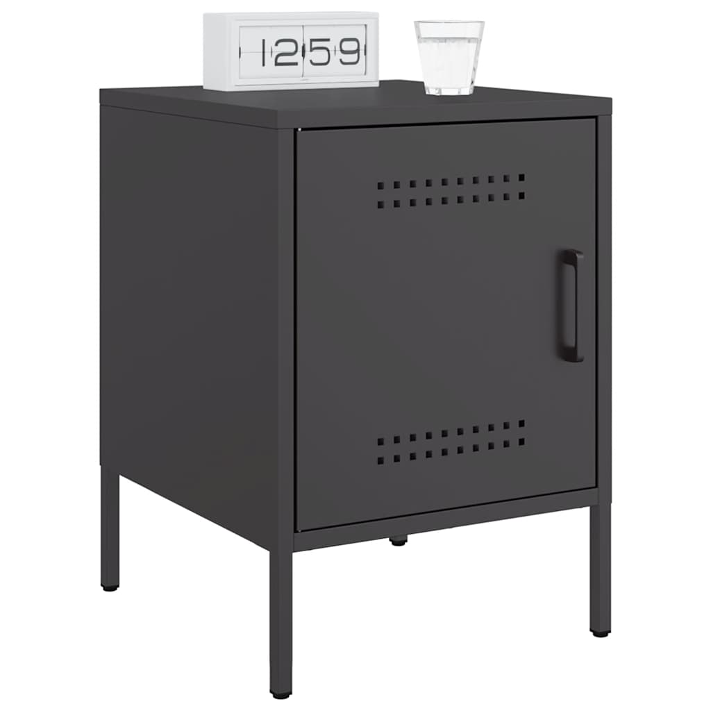 vidaXL Szafka nocna, czarna, 36x39x50,5 cm, stal