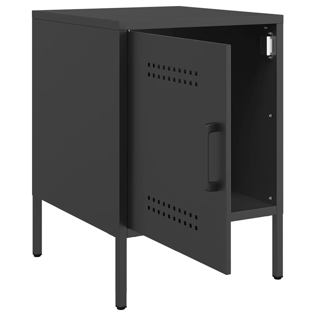 vidaXL Szafka nocna, czarna, 36x39x50,5 cm, stal