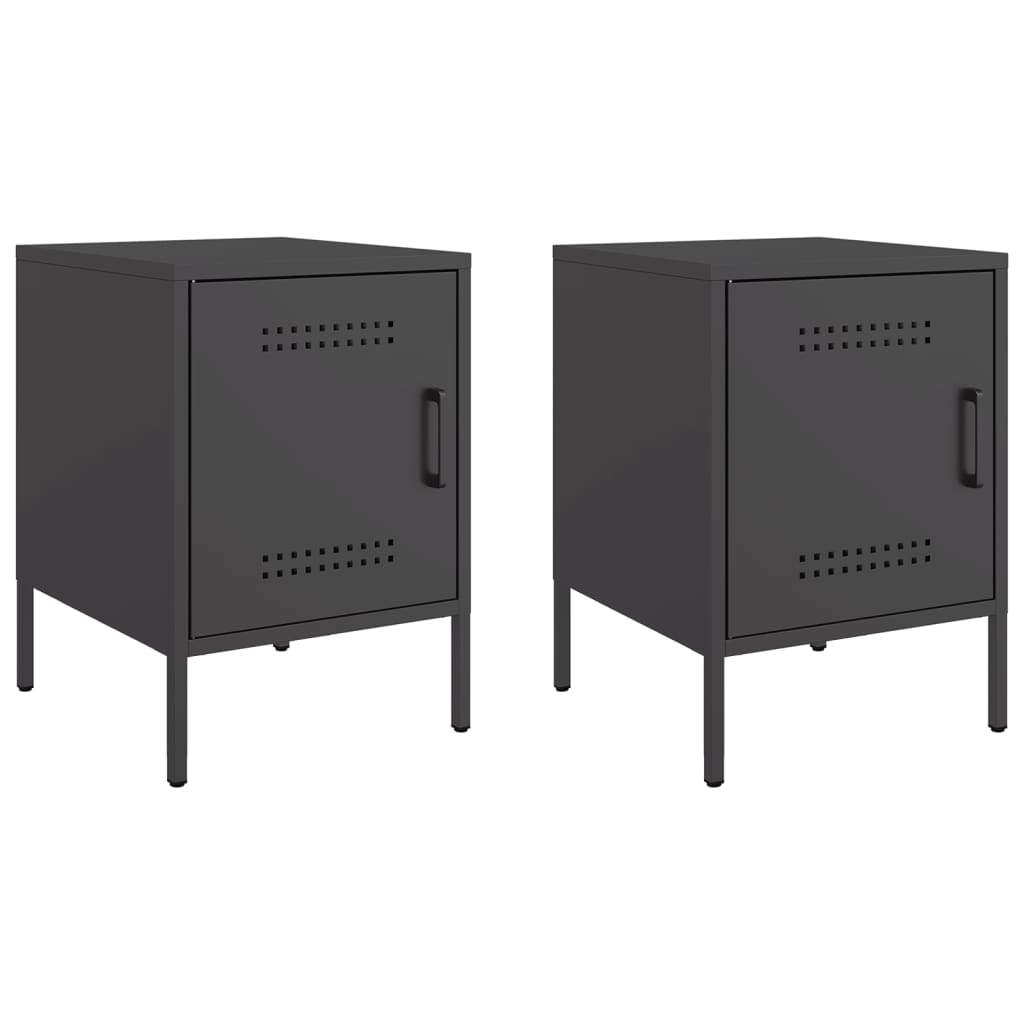 vidaXL Szafki nocne, 2 szt., czarne, 36x39x50,5 cm, stal