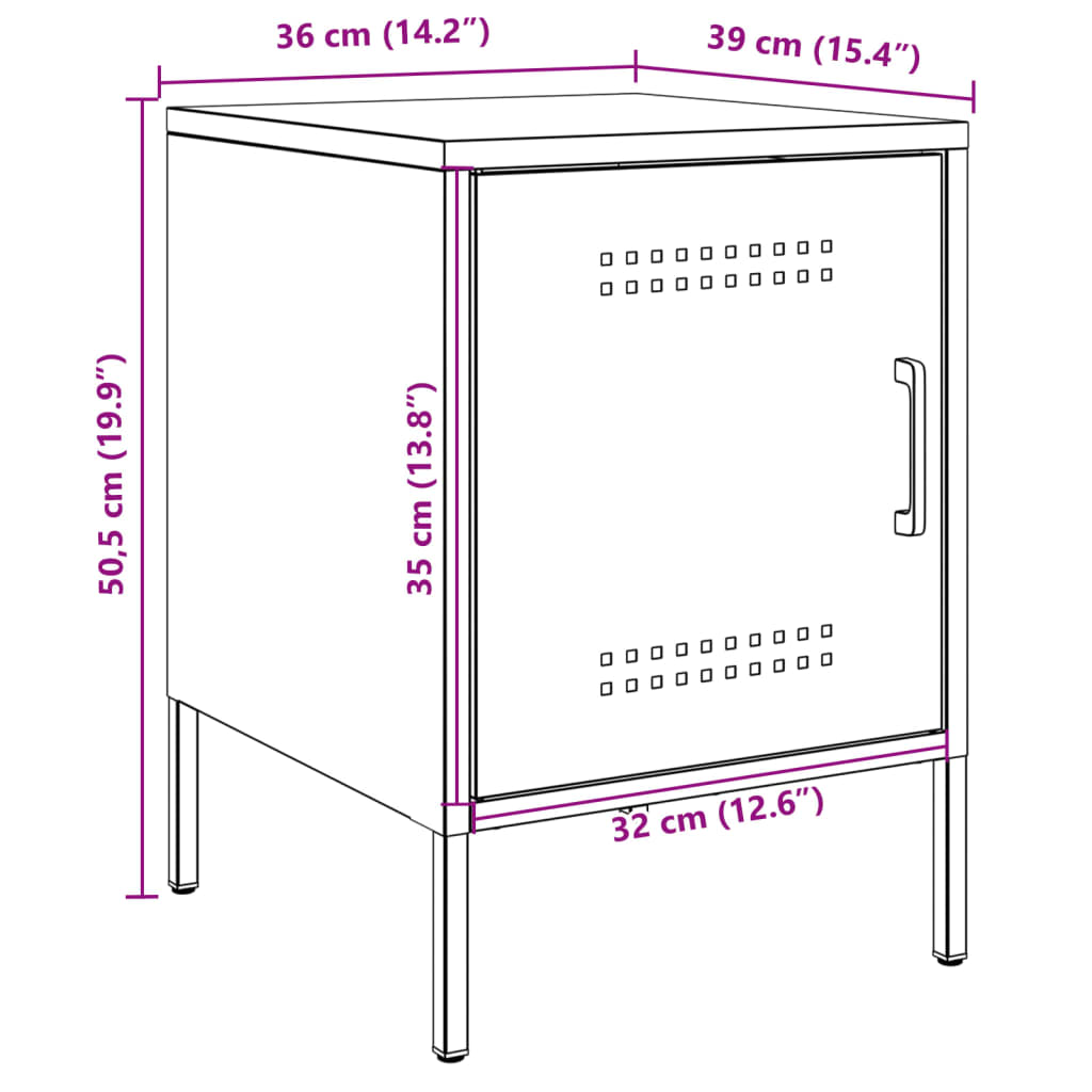 vidaXL Szafki nocne, 2 szt., czarne, 36x39x50,5 cm, stal