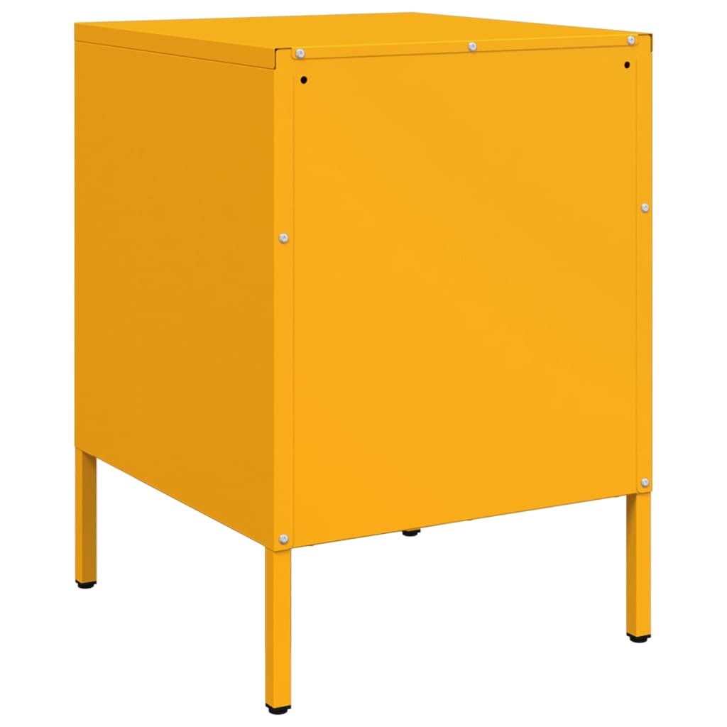 vidaXL Szafka nocna, musztardowa, 36x39x50,5 cm, stal