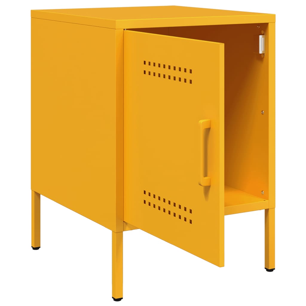 vidaXL Szafki nocne, 2 szt., musztardowe, 36x39x50,5 cm, stal