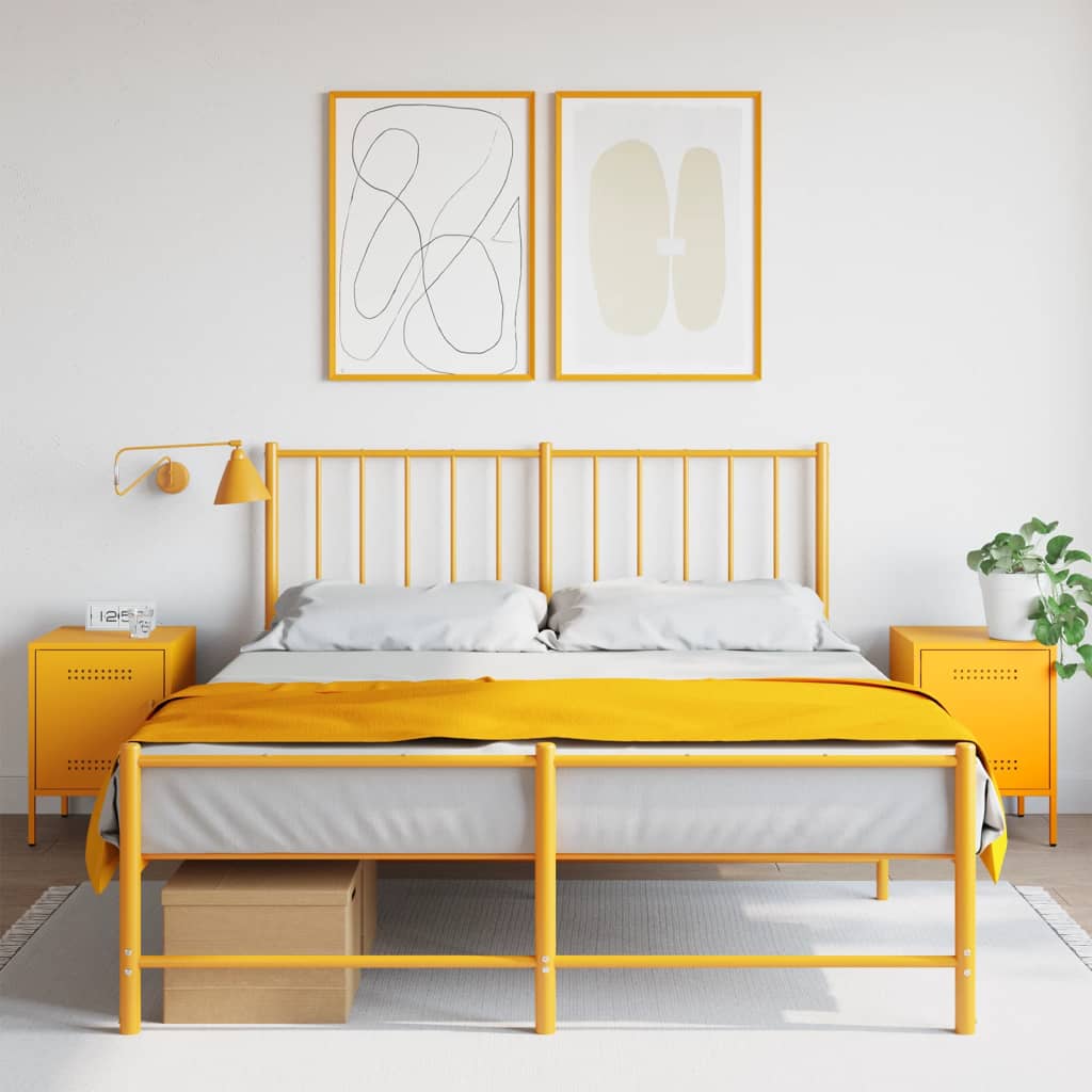 vidaXL Szafki nocne, 2 szt., musztardowe, 36x39x50,5 cm, stal