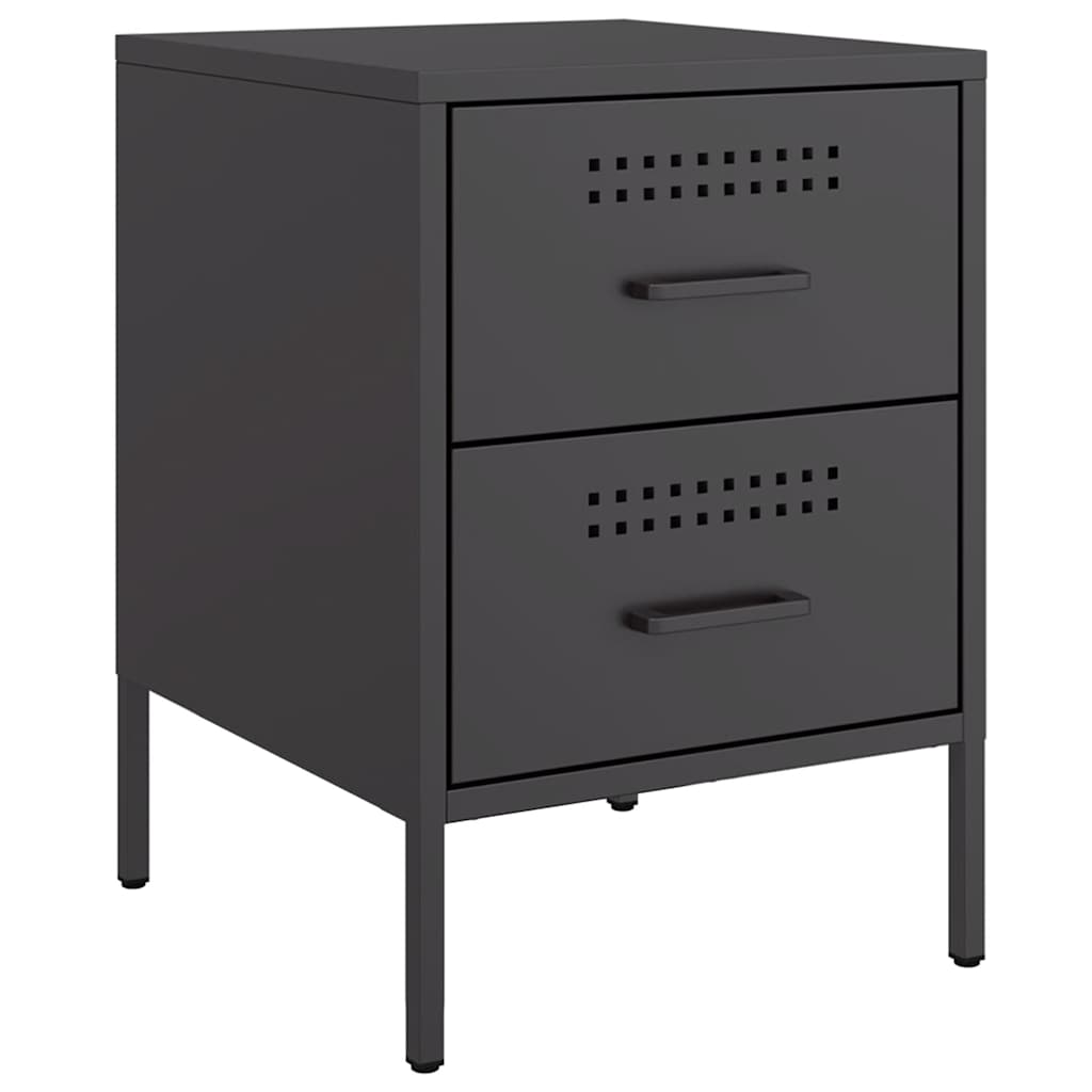 vidaXL Szafka nocna, czarna, 36x39x50,5 cm, stal