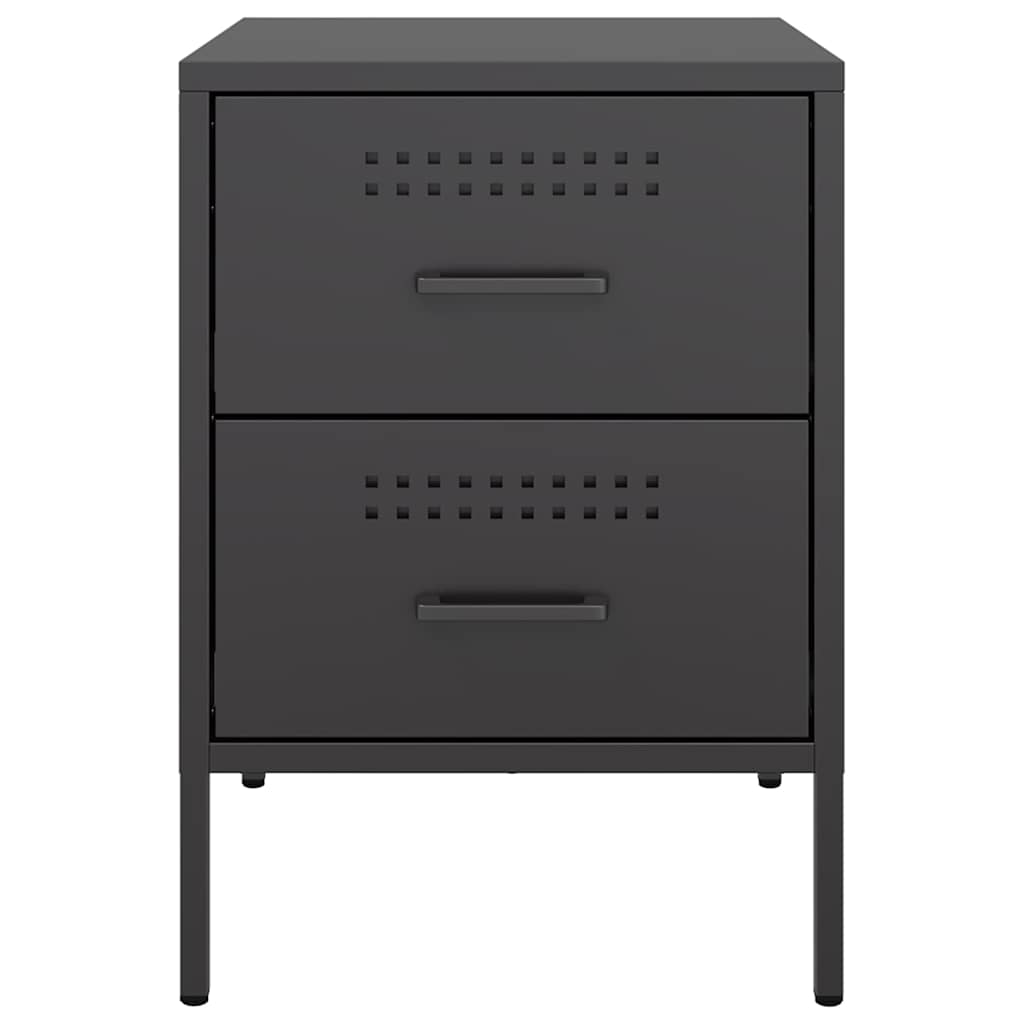 vidaXL Szafka nocna, czarna, 36x39x50,5 cm, stal