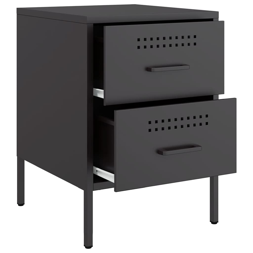 vidaXL Szafka nocna, czarna, 36x39x50,5 cm, stal