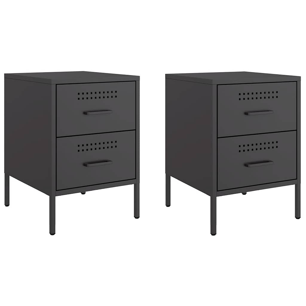 vidaXL Szafki nocne, 2 szt., czarne, 36x39x50,5 cm, stal