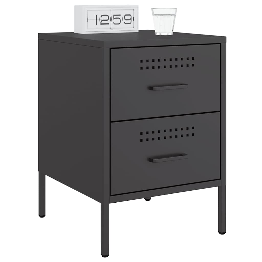 vidaXL Szafki nocne, 2 szt., czarne, 36x39x50,5 cm, stal