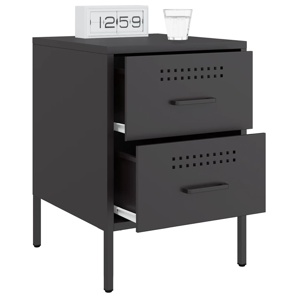 vidaXL Szafki nocne, 2 szt., czarne, 36x39x50,5 cm, stal