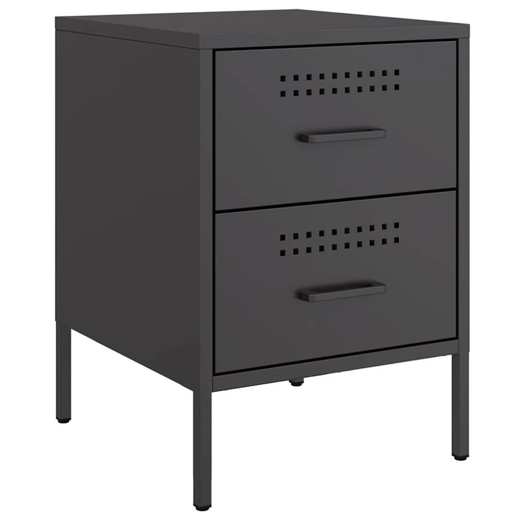 vidaXL Szafki nocne, 2 szt., czarne, 36x39x50,5 cm, stal