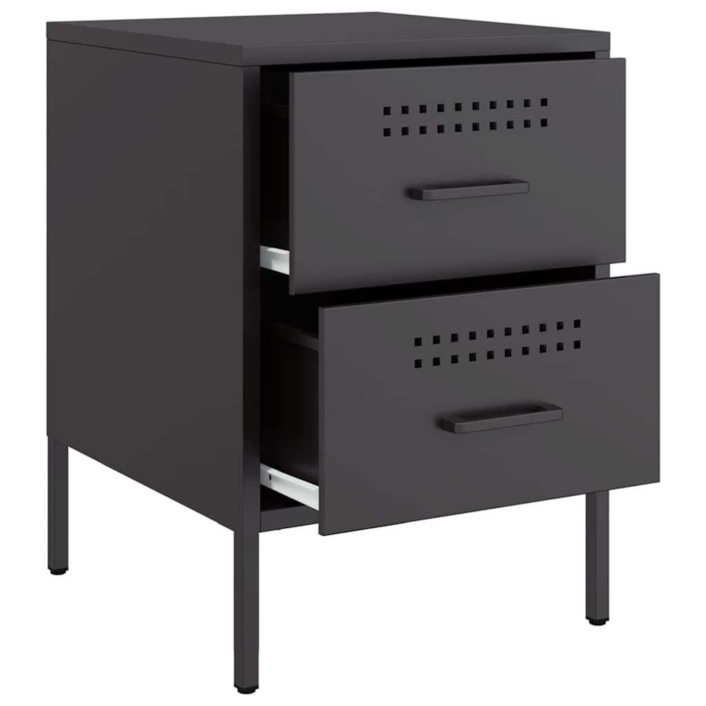 vidaXL Szafki nocne, 2 szt., czarne, 36x39x50,5 cm, stal