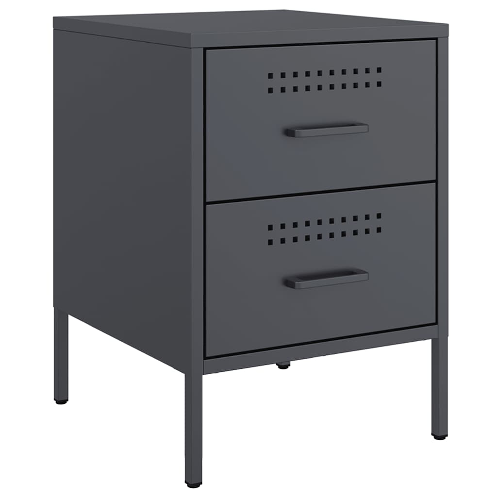 vidaXL Szafki nocne, 2 szt., antracytowe, 36x39x50,5 cm, stal
