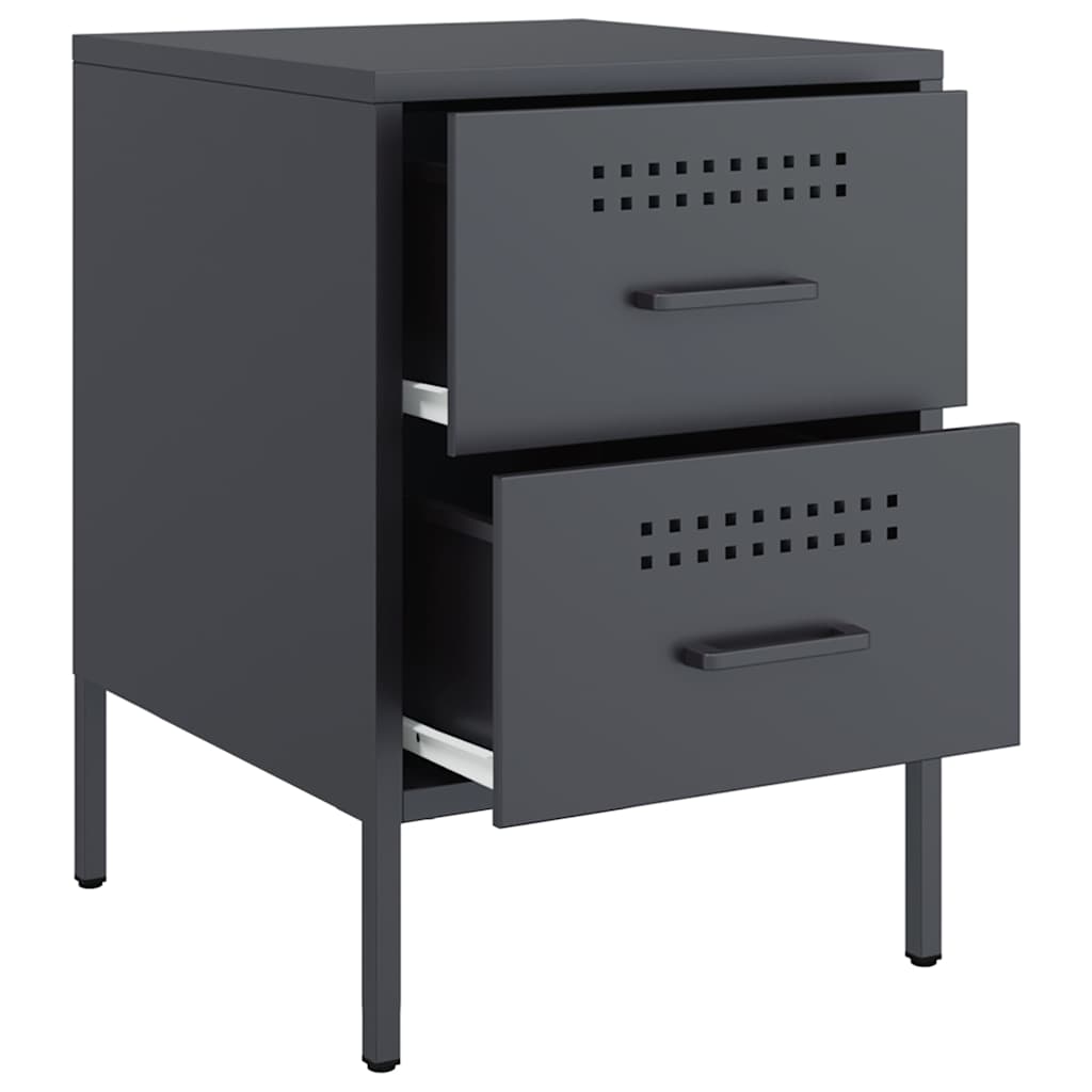 vidaXL Szafki nocne, 2 szt., antracytowe, 36x39x50,5 cm, stal
