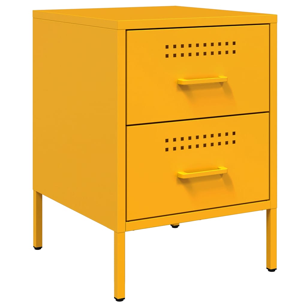vidaXL Szafki nocne, 2 szt., musztardowe, 36x39x50,5 cm, stal
