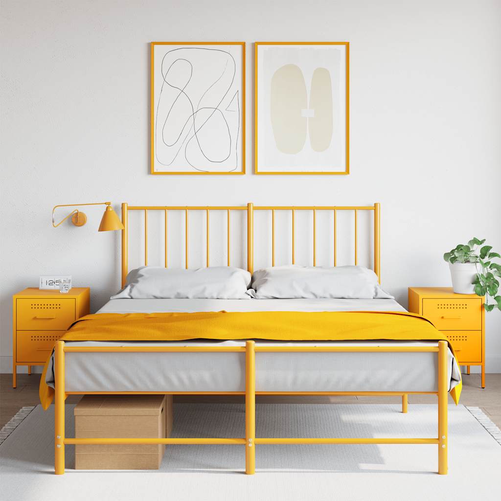 vidaXL Szafki nocne, 2 szt., musztardowe, 36x39x50,5 cm, stal