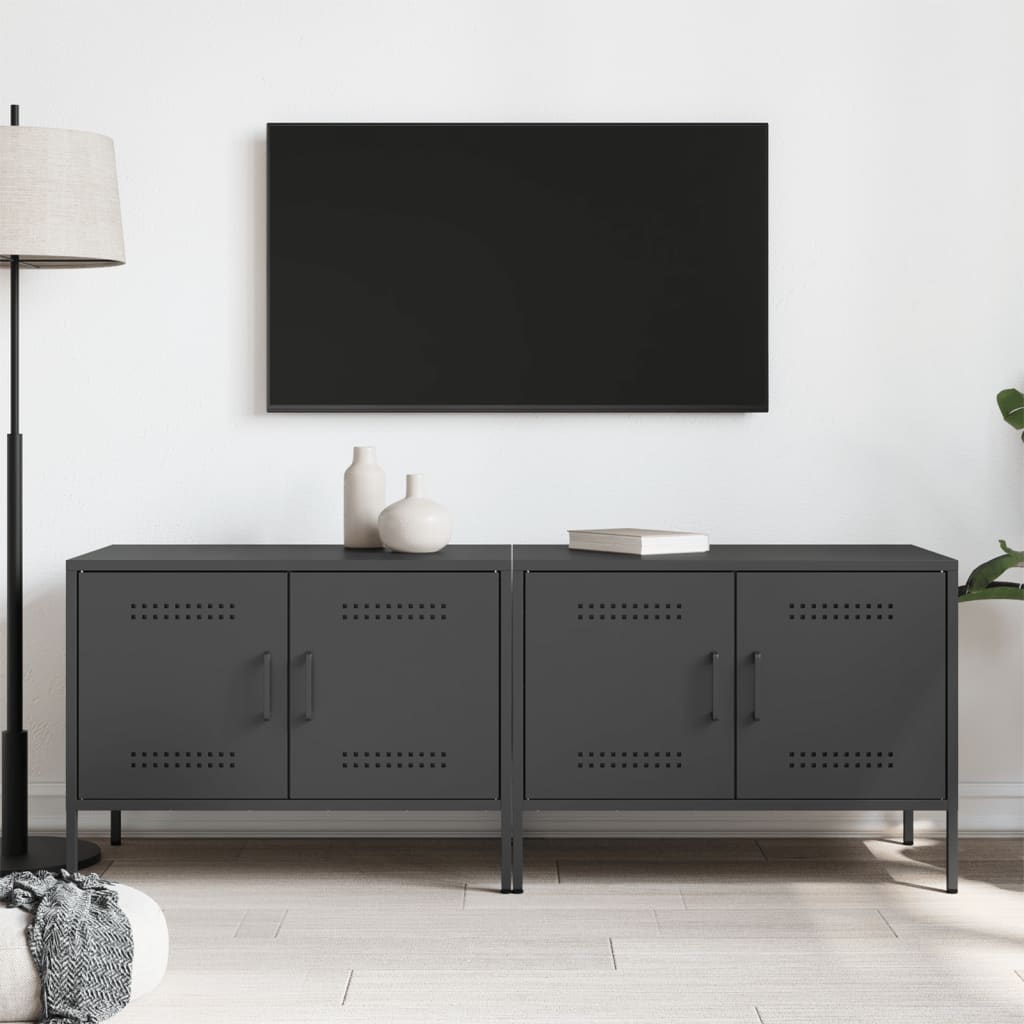 vidaXL Szafki RTV, 2 szt., czarne, 68x39x50,5 cm, stalowe