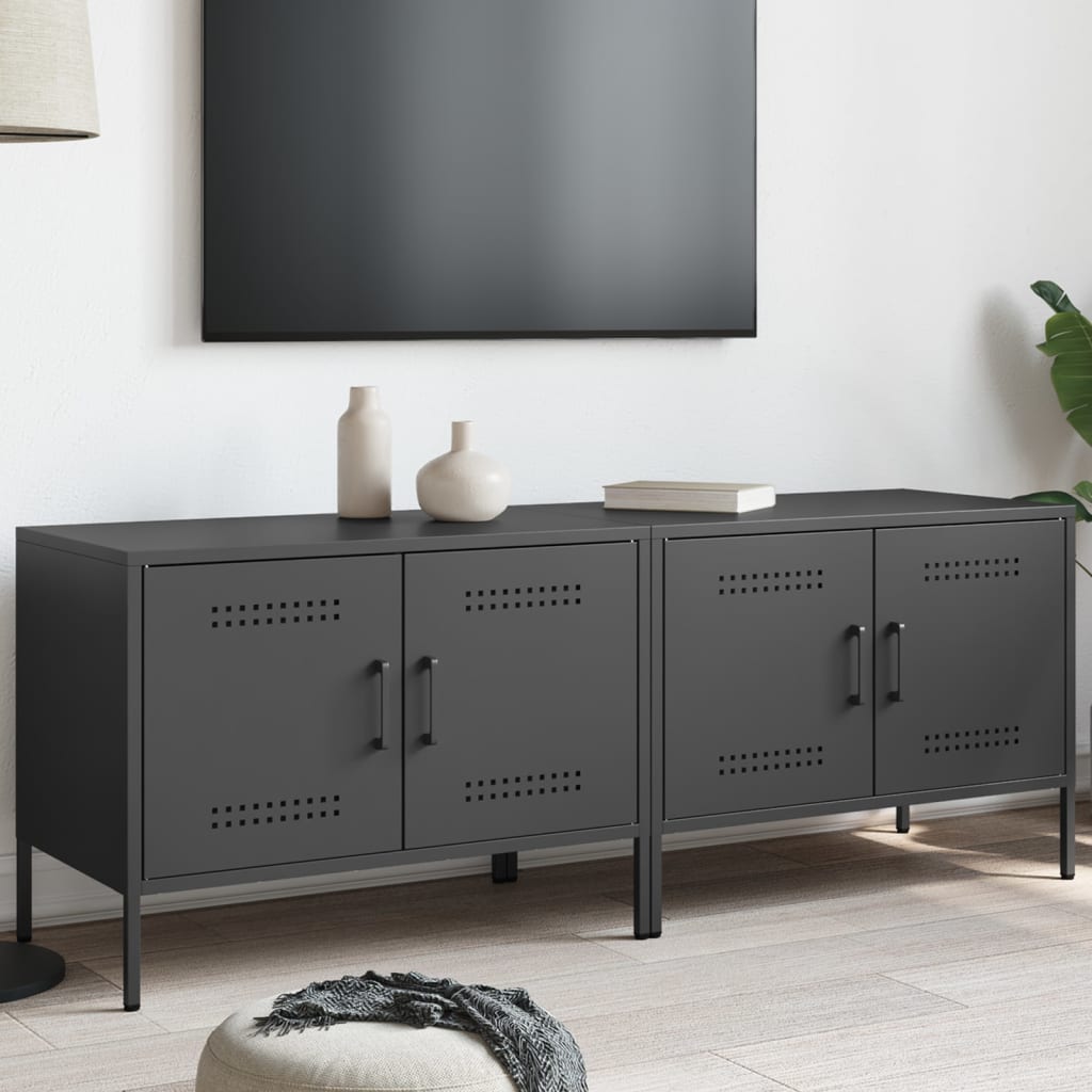 vidaXL Szafki RTV, 2 szt., czarne, 68x39x50,5 cm, stalowe