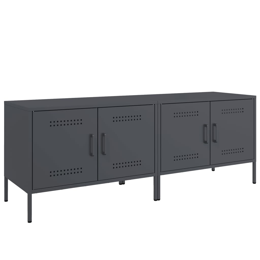 vidaXL Szafki RTV, 2 szt., antracytowe, 68x39x50,5 cm, stalowe