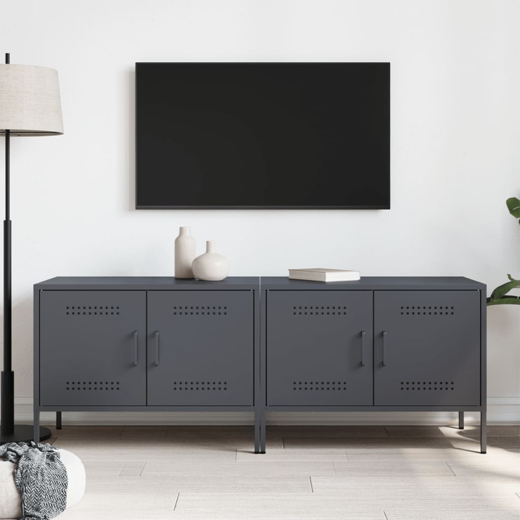 vidaXL Szafki RTV, 2 szt., antracytowe, 68x39x50,5 cm, stalowe