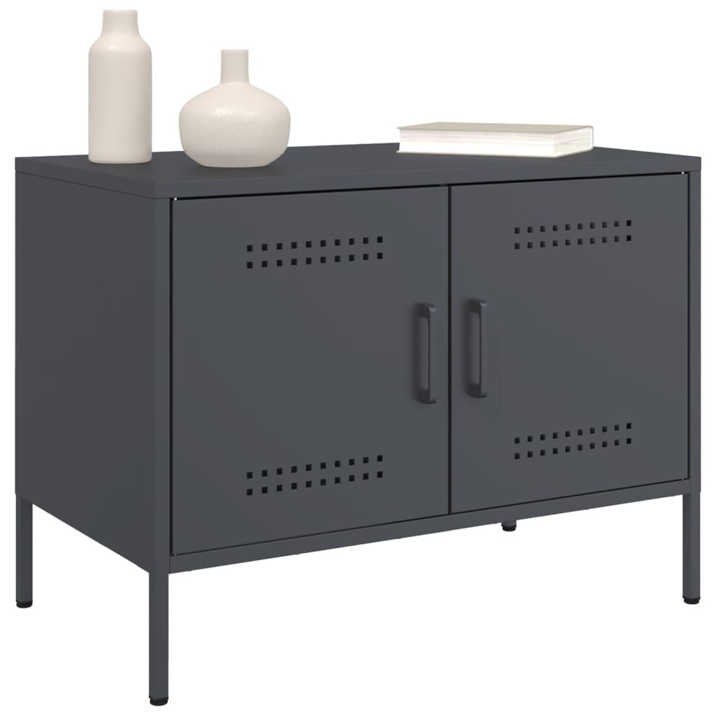 vidaXL Szafki RTV, 2 szt., antracytowe, 68x39x50,5 cm, stalowe