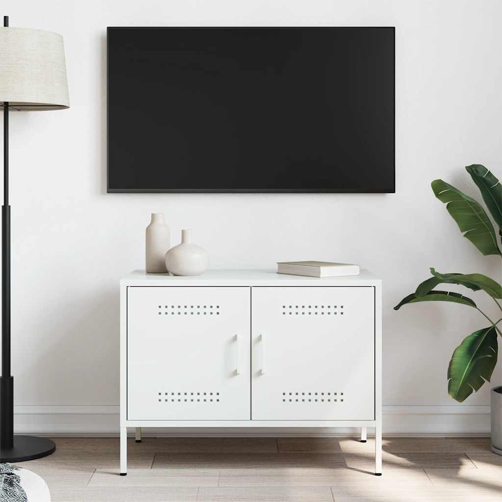 vidaXL Szafka pod telewizor, biała, 68x39x50,5 cm, stalowa