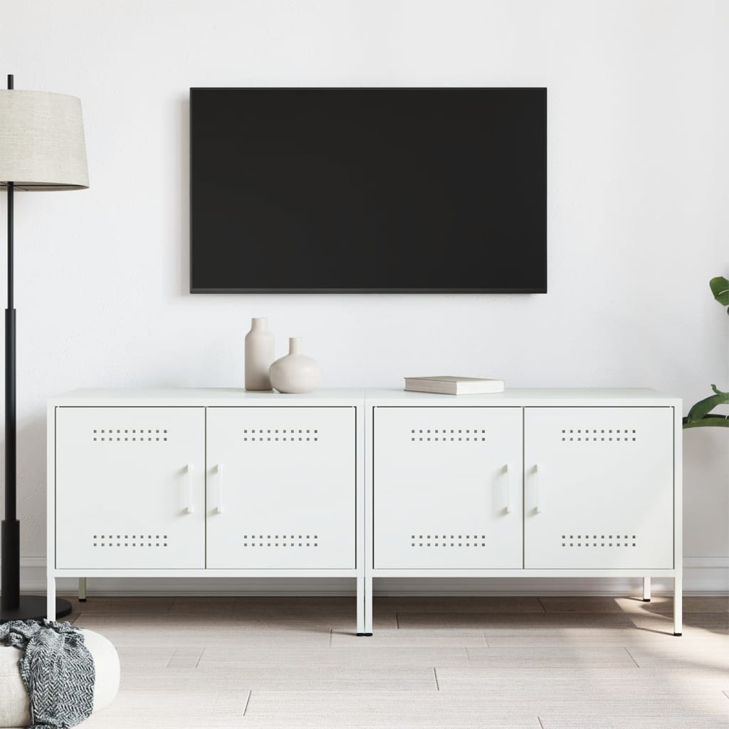 vidaXL Szafki pod telewizor, 2 szt., białe, 68x39x50,5 cm, stalowe
