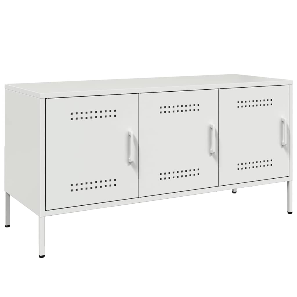 vidaXL Szafka pod telewizor, biała, 100,5x39x50,5 cm, stalowa