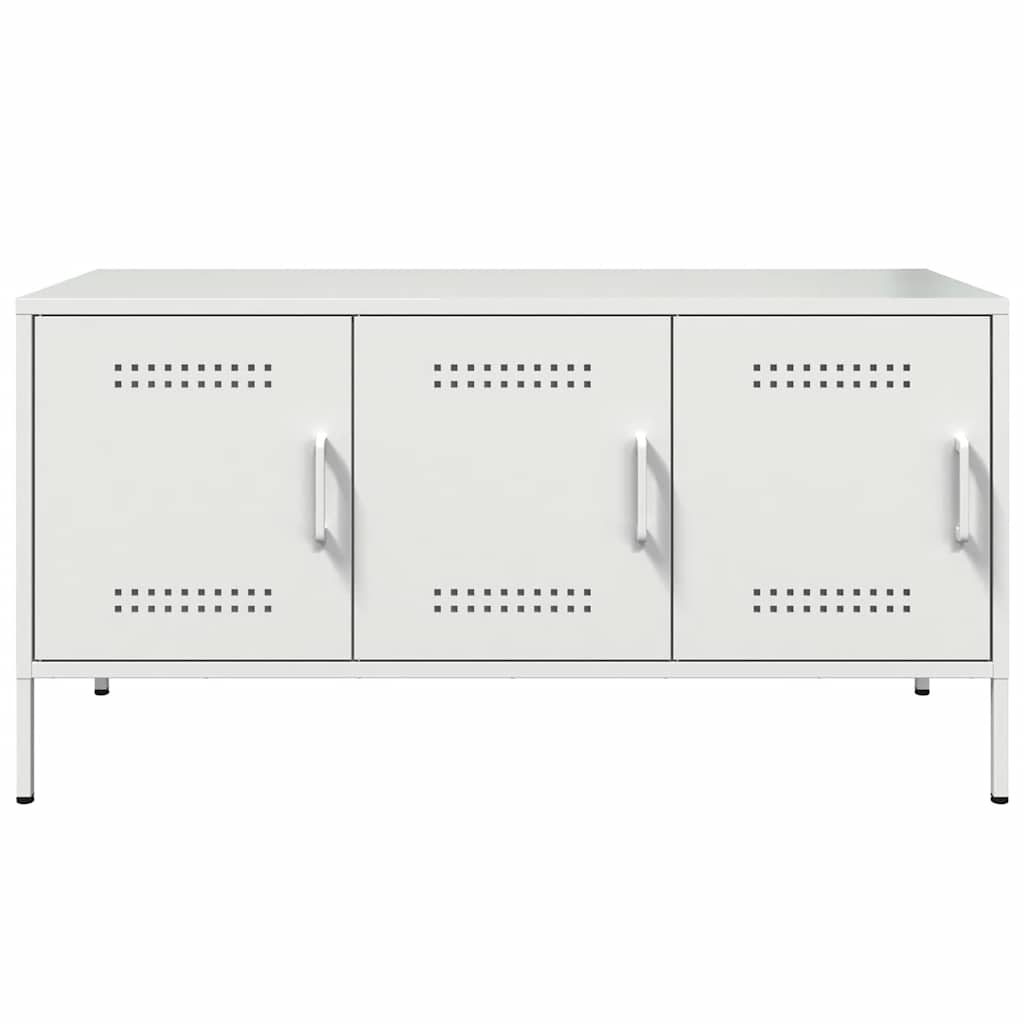 vidaXL Szafka pod telewizor, biała, 100,5x39x50,5 cm, stalowa