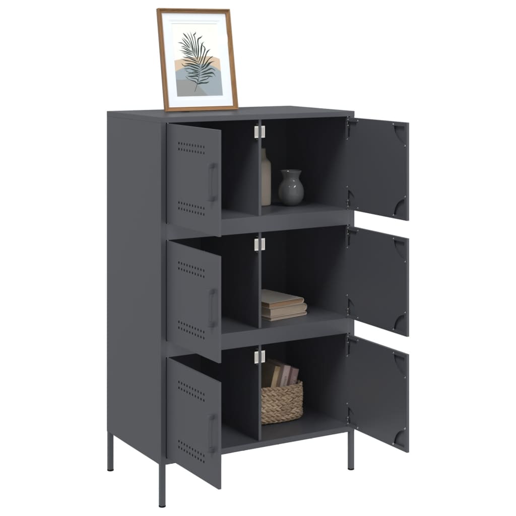 vidaXL Szafka, antracytowa, 68x39x113 cm, stal