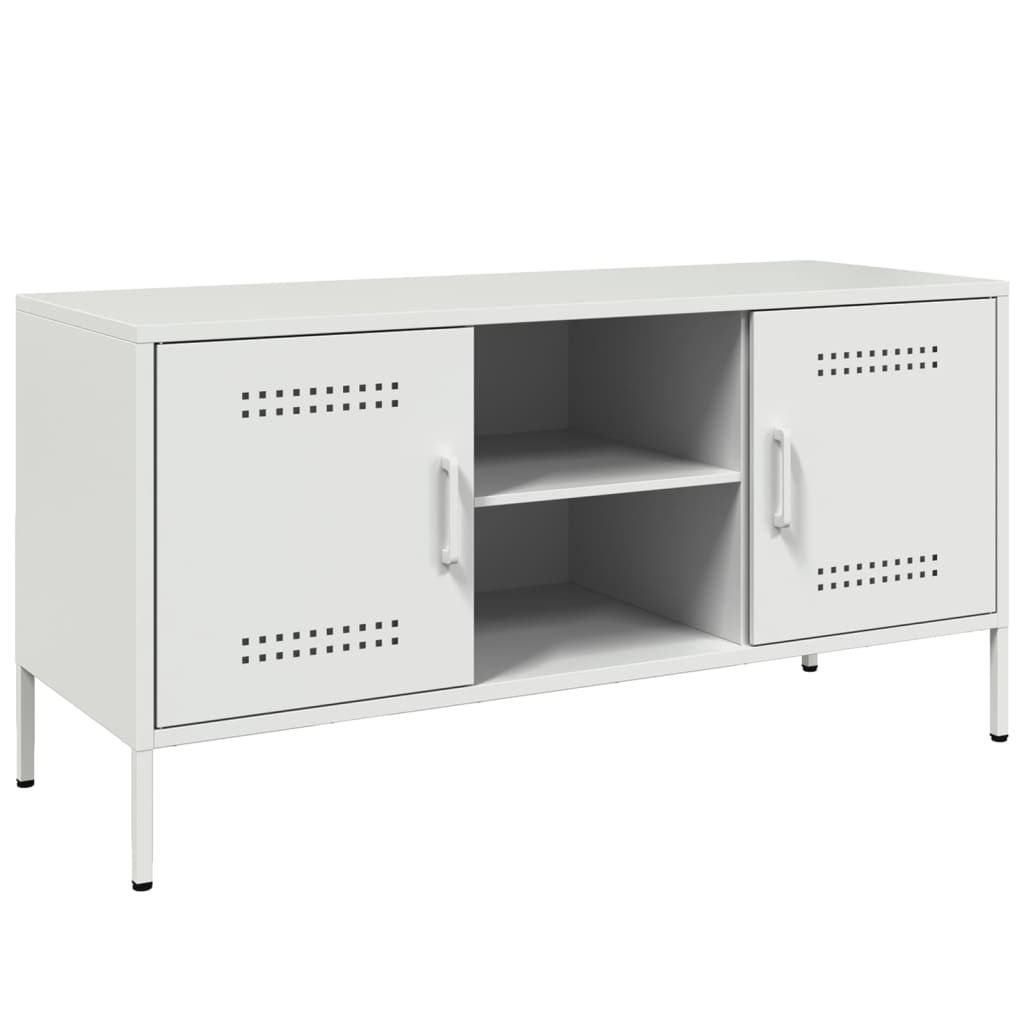 vidaXL Szafka pod telewizor, biała, 100,5x39x50,5 cm, stalowa