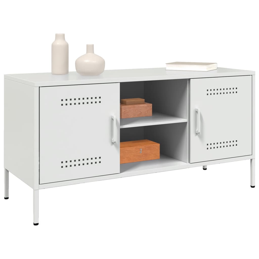 vidaXL Szafka pod telewizor, biała, 100,5x39x50,5 cm, stalowa