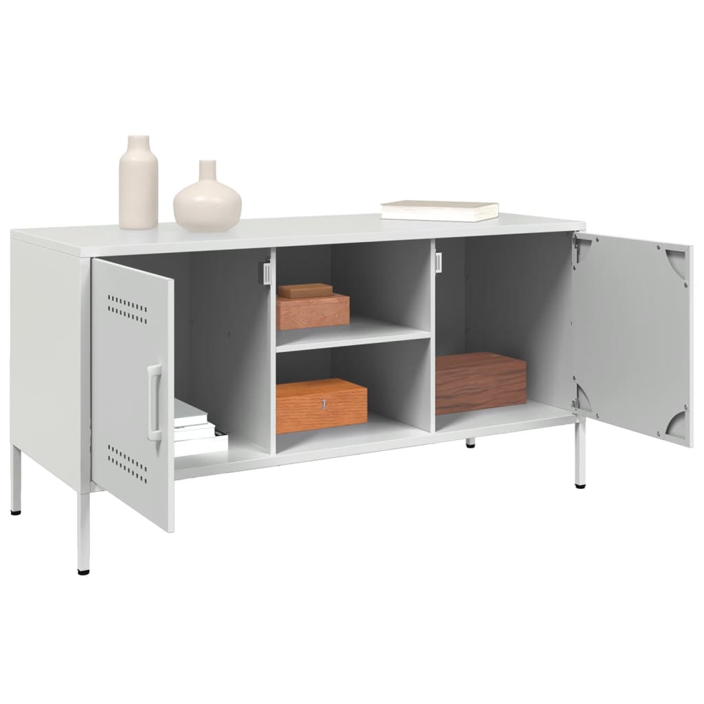 vidaXL Szafka pod telewizor, biała, 100,5x39x50,5 cm, stalowa