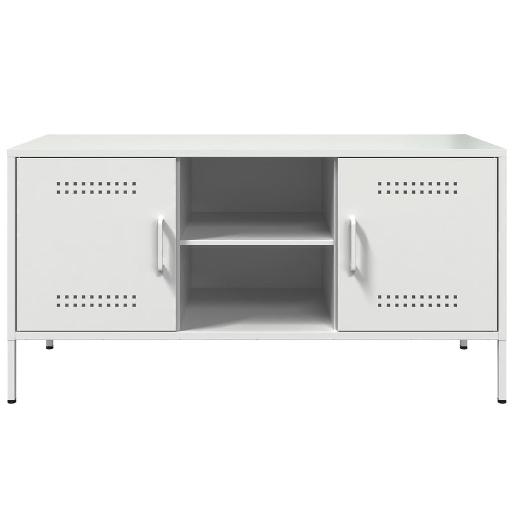 vidaXL Szafka pod telewizor, biała, 100,5x39x50,5 cm, stalowa