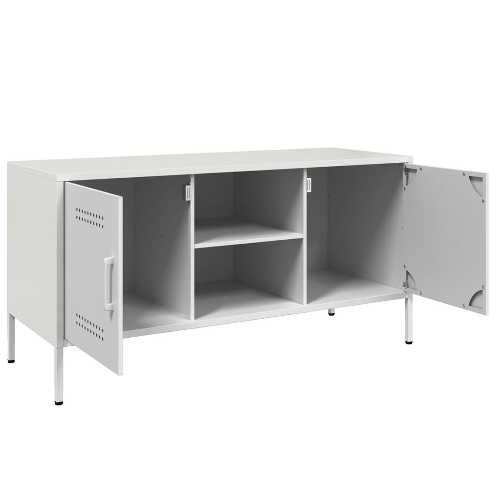 vidaXL Szafka pod telewizor, biała, 100,5x39x50,5 cm, stalowa