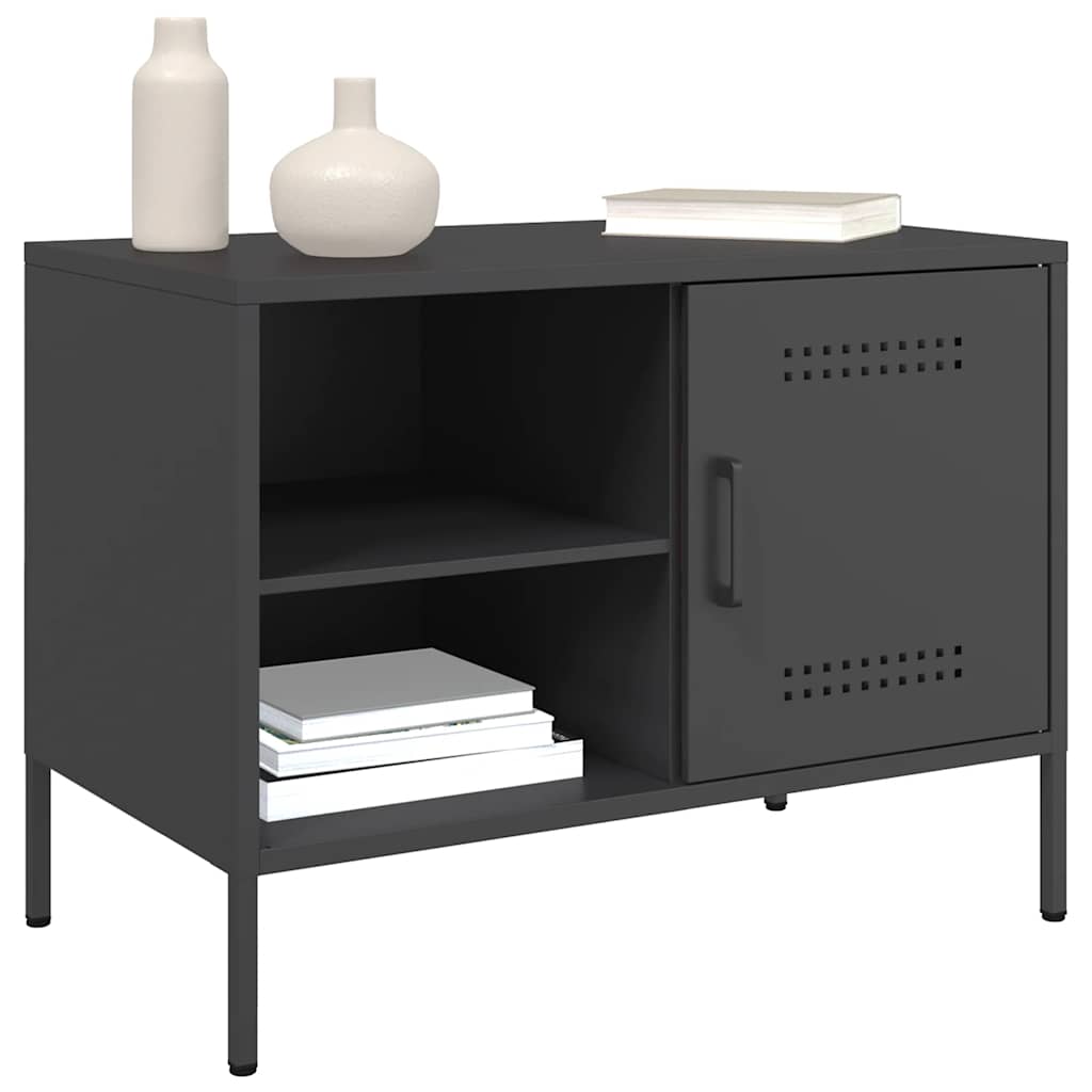 vidaXL Szafka RTV, czarna, 68x39x50,5 cm, stalowa